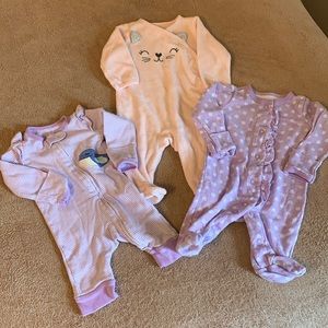 Newborn girl pajamas set of 3